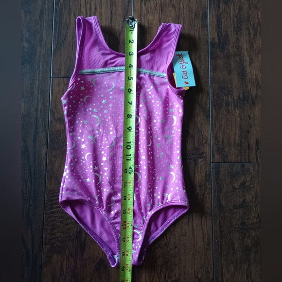 NWT Girls' Gymnastics Celestial Pull-On Leotard - Cat & Jack Magenta - Picture 4 of 5